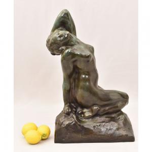 Esculturas Antiguas De Bronce, Desnudo De Mujer, Art Déco, Amedeo Gennarelli. (STB89)